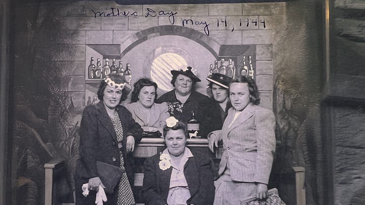 Lounsbury sisters with their mother, May 1944