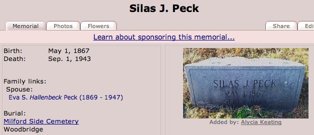 SJ Peck Gravestone